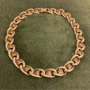 Erwin Pearl Gold Tone Statement Necklace Signed Classic Enameled Chain